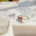 Anel Tanzanita e Colors Cristal Banhado a Ouro