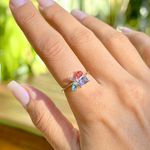 Anel Tanzanita e Colors Cristal Banhado a Ouro
