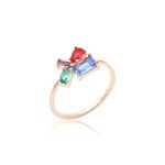 Anel Tanzanita e Colors Cristal Banhado a Ouro