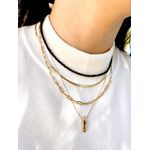 Chocker Cristais Preto Banhado a Ouro