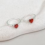 Anel Solitário Coração Pink Prata 925 