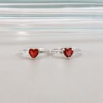 Anel Solitário Coração Pink Prata 925 