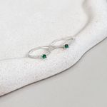 Anel Solitário Verde Cravejado Prata 925