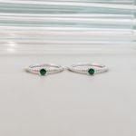 Anel Solitário Verde Cravejado Prata 925