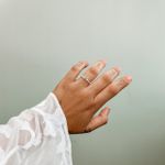 Anel Solitário Verde Cravejado Prata 925