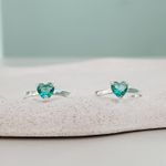 Anel Solitário Coração Verde Prata 925 