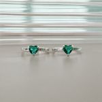 Anel Solitário Coração Verde Prata 925 