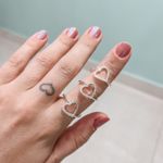 Anel Coração Liso e Cravejado Cristal Vazado Prata 925 