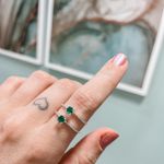 Anel Solitario Verde Esmeralda Prata 925 
