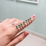 Anel Solitario Verde Esmeralda Prata 925 