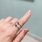 Anel Solitario Coração Azul Prata 925 