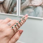 Anel Solitario Coração Verde Esmeralda Prata 925 