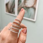 Anel Aparador Cravejado Cristal Prata 925 