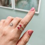 Anel Solitario Coração Rosa Pink Prata 925 