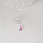 Berloque Borboleta Cravejada Rosa Prata 925 