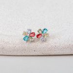 Brinco Flor Colorido Prata 925 Copia