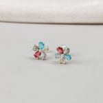 Brinco Flor Colorido Prata 925 Copia