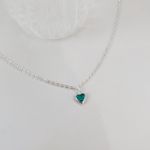 Tornozeleira Coração Verde Prata 925 