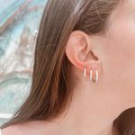 Trio Argola Click Cravejada Prata 925 