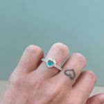 Anel Coração Cravejado Turmalina Prata 925 