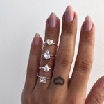 Anel Quadrado Cristal Prata 925 