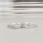 Anel Solitario Coração Cravejado Prata 925 