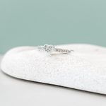 Anel Solitario Coração Cravejado Prata 925 