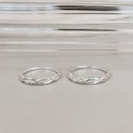 Anel Ondas Cravejado E Liso Prata 925