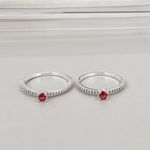 Anel Solitario Cravejado Pink Prata 925 