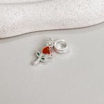 Berloque Rosa Vermelha Prata 925