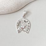 Pingente Cavalo Com Ferradura Prata 925 
