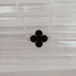 Colar Trevo Preto Prata 925 