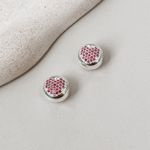 Berloque Separador Coração Cravejado Rosa Prata 925 