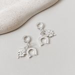 Berloque Ferradura E Trevo Liso Prata 925 