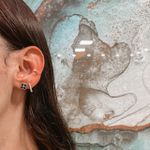 Brinco Trevo Cravejado preto Prata 925