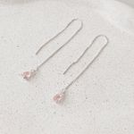 Brinco Costura Pingente Rosa Prata 925 