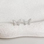 Brinco Borboleta Cravejado Prata 925 