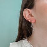 Brinco Costura Pingente Rosa Prata 925 