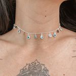 Choker Olho Grego Com Coração Prata 925