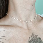 Choker Corações Pérola Prata 925 