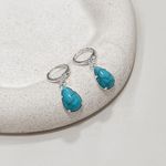 Brinco Argola Turquesa Prata 925 