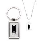 Kit Colar BTS Prata 925 + Chaveiro BTS Aço Inox 