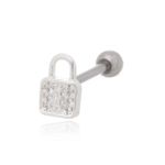 Piercing Cadeado Cravejado Tragus Prata 925