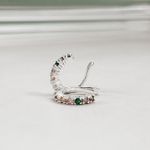 Piercing Fake Colorido Cravejado Prata 925 