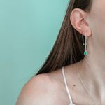 Brinco Costura Pingente Turmalina Prata 925 