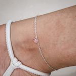 Tornozeleira Pedra Rosa Prata 925 