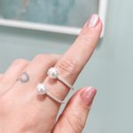 Anel Perola Cravejado Prata 925 