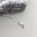 Colar Solitario Rosa 6 mm Prata 925