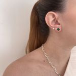 Brinco Solitario Verde Esmeralda 8 mm Prata 925