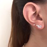 Brinco Solitario Rosa 8 mm Prata 925